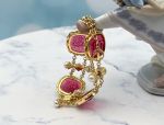 TAGLIAMONTE Design(2121B) 925 SS/YGP Venetian Cameo Bracelet *Pearls, Rubies*Reg.$475