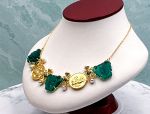 TAGLIAMONTE Designs (COL028) 925SS/YGP Venetian Cameo Necklace with *Malachite,Pearls*Medusa, Aurora*Reg.$650