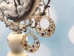 LD4014E ~ 925SS/YGP Multi-Gem Filigree Earrings*Reg.$250