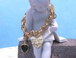 TAGLIAMONTE Designs (SH447B) 925SS/YGP Double Cameo Charm Bracelet *Hearts* Reg.$475