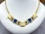 TAGLIAMONTE Designs (2351N) 925SS/YGP Lapis Cameo Necklace *Psyche,Amore*Reg.$425