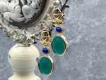 TAGLIAMONTE Designs (SH150E) 925SS/YGP Agate Cameo Earrings *Scarab*Reg.$240