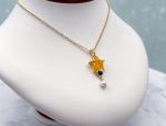 TAGLIAMONTE Designs (SH548-Amber) 925SS/YGP Venetian Cameo Necklace *Sea Life Collection*Reg.$180