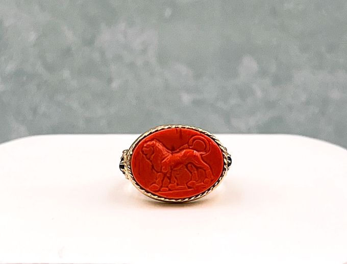 TAGLIAMONTE Designs (2197R) 925SS/YGP Cameo Ring*Lion*Size 9*Reg.$200