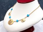 TAGLIAMONTE Designs (1782) 925SS/YGP Cameo Necklace w/ Turquoise*Medusa*Reg.$350