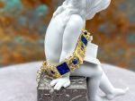 TAGLIAMONTE Designs (2356B) 925/YGP Lapis Lazuli Cameo Bracelet*Psyche, Amore*Reg.$400