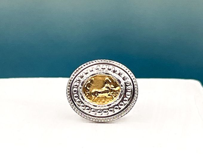 TAGLIAMONTE Designs (2171R) 925SS,18K Cameo Ring*Aurora Chariot*Size 7*Reg.$280