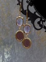 TAGLIAMONTE Designs (1423) 925SS / YGP Venetian Intaglio Earrings *Amethyst*Reg.$160
