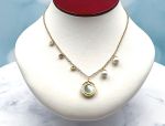 TAGLIAMONTE Designs (2140N) 925SS/YGP Intaglio Charm Necklace*Blue Topaz, Pearls*Busy Bee*Reg.$250