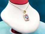 TAGLIAMONTE Designs (2158P) 925SS/YGP Micromosaic Pendant*Miosotis*Reg.$250