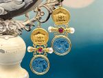 TAGLIAMONTE Designs (2173E) 925SS/YGP Venetian Cameo Earrings*Parthenon,Athena*Reg.$280