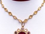 TAGLIAMONTE Designs (LDM7502) 14K Venetian Cameo Necklace*Garnets, Citrines*Cupid*Choice of Gem Chain*Reg.$3500