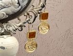 TAGLIAMONTE Designs (1958-A) 925SS/YGP Venetian Intaglio Earrings*Hercules,Lion*Reg.$200