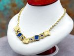 TAGLIAMONTE Designs (2351N) 925SS/YGP Lapis Cameo Necklace *Psyche,Amore*Reg.$425