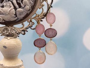 TAGLIAMONTE Designs (PN2831E) 925SS/YGP Triple Cameo Earrings *Reg.$280