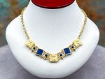 TAGLIAMONTE Designs (2351N) 925SS/YGP Lapis Cameo Necklace *Psyche,Amore*Reg.$425