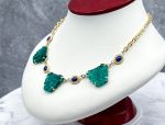 TAGLIAMONTE Designs (SH149N-Teal) 925SS/YGP Venetian Cameo Necklace*Lapis*Medusa*Reg.$625