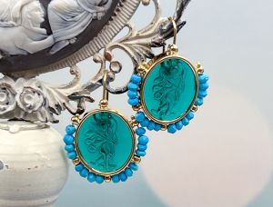 TAGLIAMONTE Designs (PN2668E) 925SS/YGP Venetian Cameo Earrings *Cupid*Reg.$300