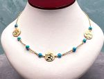 TAGLIAMONTE Designs (SH427) 18K  Cameo Necklace with Sleeping Beauty Turquoise*Angel Rafaello*Reg.$2500
