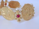 TAGLIAMONTE Designs (ORO-118) 18K Cameo Bracelet with *Rubies + Pearls* Reg.$4500