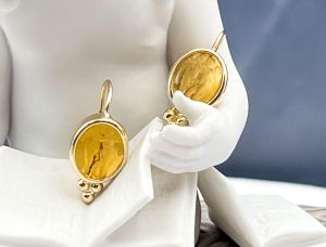TAGLIAMONTE Designs (LD3538)14K Venetian Intaglio Earrings *Psyche,Amore*Reg.$650