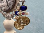 TAGLIAMONTE Designs (SH215-Lapis) 18K Venetian Cameo Earrings w/ Pearls *Reg.$2600
