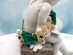 TAGLIAMONTE Designs (1793) 925SS/YGP Venetian Cameo Bracelet with *Lapis, Pearls*Medusa, Aurora*Reg.$650