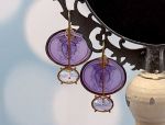 TAGLIAMONTE Designs (PN2830) 925SS/YGP Venetian Cameo Earrings *Medusa,Amethyst*Reg.$280