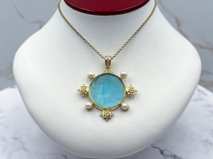 TAGLIAMONTE Designs (2330P) 925SS/YGP Venetian Cameo Pendant*Arethusa*Reg.$360