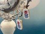 TAGLIAMONTE (2094E) 925SS/YGP Venetian Micro Mosaic Earrings*Miosotis*Reg.$240