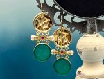 TAGLIAMONTE Designs (2174E) 925SS/YGP Venetian Cameo Earrings*Mercury,Athena*Reg.$280