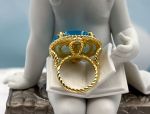 TAGLIAMONTE Designs (PN2612R-Aqua) 925SS/YGP Venetian Cameo Ring *Cupid*Size 6*Reg.$285