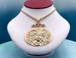 TAGLIAMONTE Designs (1609) 925SS/YGP Cameo Statement Necklace *Medusa*Reg.$900
