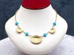 TAGLIAMONTE Designs (1782) 925SS/YGP Cameo Necklace w/ Turquoise*Medusa*Reg.$350