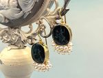 TAGLIAMONTE Designs (2047E) 925SS/YGP Intaglio Earrings*Pearls*Reg.$325