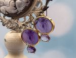 TAGLIAMONTE Designs (PN2830) 925SS/YGP Venetian Cameo Earrings *Medusa,Amethyst*Reg.$280