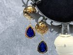 TAGLIAMONTE Designs (SH151E) 925SS/YGP Cameo Drop Earrings w/ Lapis *Aurora w Chariot*Reg.$280