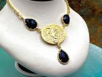 TAGLIAMONTE Designs (1624) 925SS/YGP Cameo Statement Necklace *Medusa*Reg.$800
