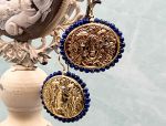 TAGLIAMONTE Designs (2096P) 925SS/YGP Cameo Pendant*Lapis*Medusa*Reg.$180