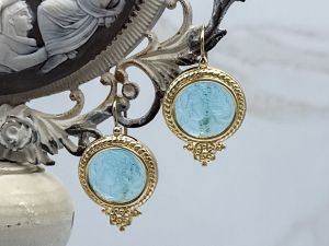 TAGLIAMONTE Designs (2310E) 925SS/YGP Venetian Cameo Earrings*Arethusa*Reg.$280