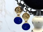 TAGLIAMONTE Designs (2321E) 925/YGP Lapis Lazuli Cameo Earrings*Cupid*Reg.$300