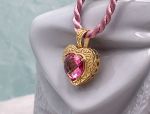 Arts Elegance (1118A) 14K Yellow Gold Pink Topaz Heart Pendant *The Maria Pearl Heavenly Heart*