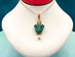 TAGLIAMONTE Designs (2165P) 925SS/YGP Malachite Cameo Pendant *Medusa*Reg.$250