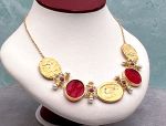 TAGLIAMONTE Designs (SH504N-Red) 18K Venetian Cameo Necklace w/ *Rubies, Pearls*Aphrodite, Cupid, Pan*Reg.$5600