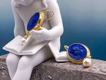 TAGLIAMONTE Designs (Q21107) 925SS/YGP Lapis Cameo Earrings *Ceres*