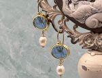 TAGLIAMONTE Designs (2020E) 925SS/YGP Venetian Intaglio Earrings*Diana/Actaeon*Reg.$180