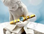 TAGLIAMONTE Designs (LD1088) 14K Gold Bar Pin*Blue Topaz*Diamonds*Reg.$1500