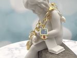 TAGLIAMONTE Designs (SH309B-Blue) 925SS/YGP Venetian Intaglio Charm Bracelet *Androcle,Lion*Reg.$350