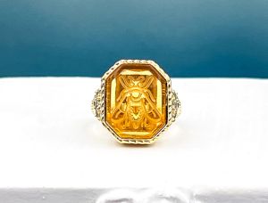 TAGLIAMONTE Designs (SH551-Amber) 925SS /YGP Ring *Busy Bee*Size 7*Reg.$265