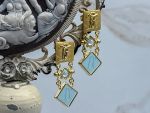 TAGLIAMONTE Designs (2319E) 925/YGP Venetian Cameo Earrings*Aquamarine*Psyche, Amore*Reg.$225